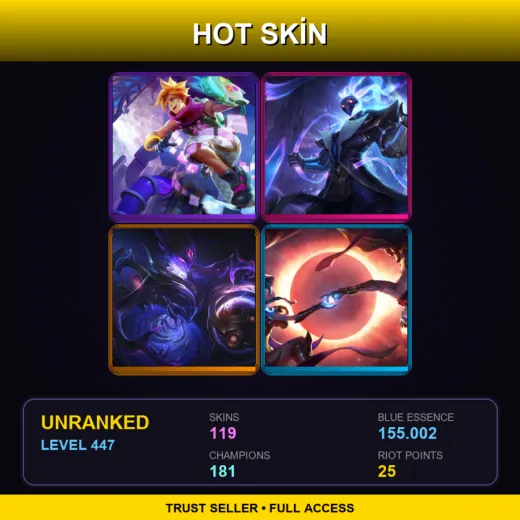 LAN | Arcade Ezreal | Pulsefire Thresh | Dark Star Orianna | Cosmic Dusk Xayah | 119 Skin | 181 Champ | Lv447
