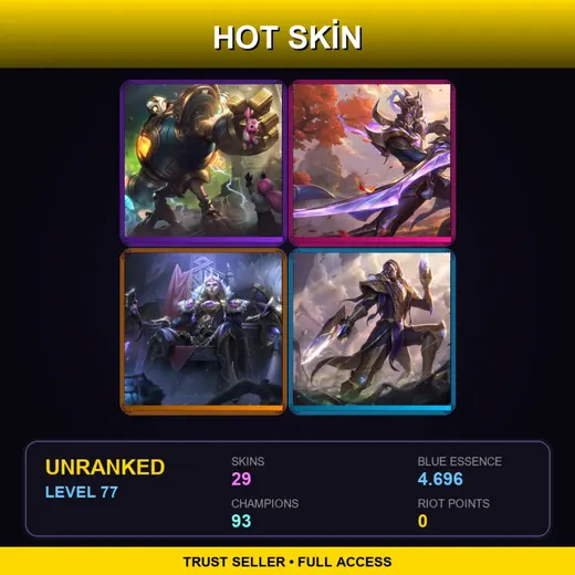 LAN | Victorious Blitzcrank | Victorious Master Yi | Victorious Sejuani | Victorious Lucian | 29 Skin | 93 Champ | Lv77