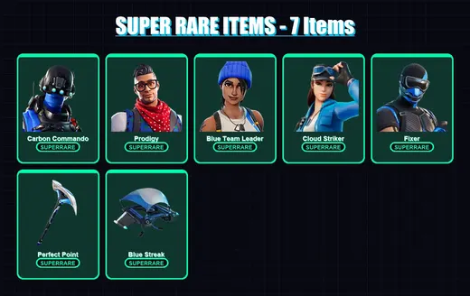 [PS4/PS5/XBOX/PC] | Carbon Commando | Prodigy | Blue Team Leader | Cloud Striker | Fixer | 5 skin | 5 pickaxe | 4 emote | 5 glider | Lv66