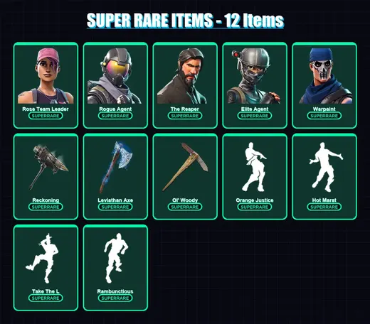 [PC] | Rose Team Leader | Rogue Agent | The Reaper | Elite Agent | Warpaint | 117 skin | 101 pickaxe | 94 emote | 95 glider | Lv1192 — Game account
