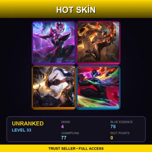TW | Challenger Ahri | Solar Eclipse Sivir | Arclight Vayne | Empyrean Pyke | 4 Skin | 77 Champ | Lv33