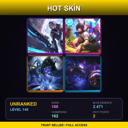 SG | Star Guardian Miss Fortune | Battle Academia Katarina | Cosmic Matriarch Bel'Veth | PROJECT: Warwick | 100 Skin | 162 Champ | Lv140