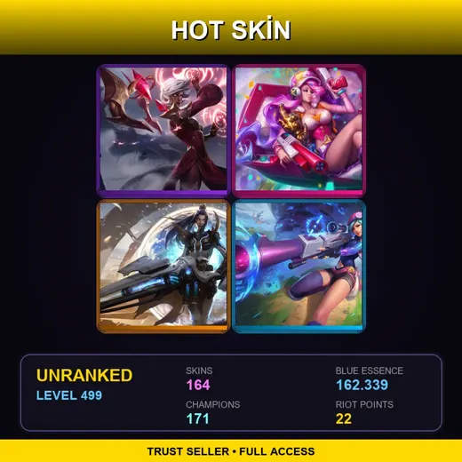 SG | Conqueror Karma | Battle Academia Caitlyn | Battle Academia Leona | Cosmic Blade Master Yi | 164 Skin | 171 Champ | Lv499