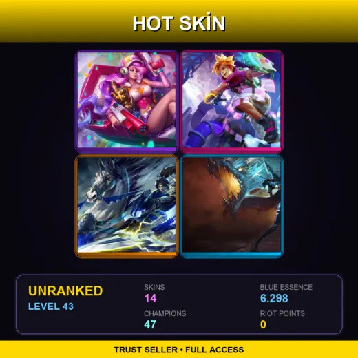 TW | Arcade Miss Fortune | Arcade Ezreal | Warring Kingdoms Xin Zhao | Dragonslayer Vayne | 14 Skin | 47 Champ | Lv43