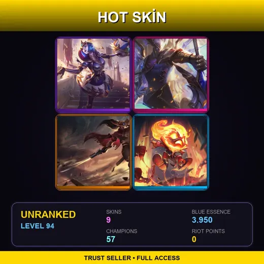 TR | Victorious Orianna | Victorious Aatrox | High Noon Yasuo | Infernal Amumu | 9 Skin | 57 Champ | Lv94