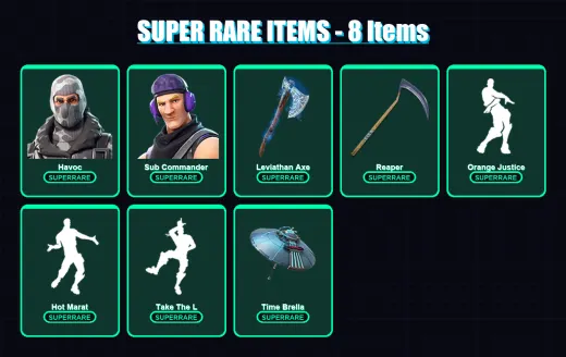 [PS4/PS5/XBOX/PC] | Havoc | Sub Commander | Ruin | Luxe | Frozen Raven | 106 skin | 119 pickaxe | 119 emote | 93 glider | Lv1433