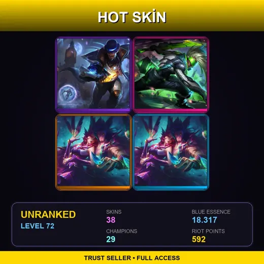 LAN | Pulsefire Twisted Fate | PROJECT: Ekko | Star Guardian Rakan | Star Guardian Xayah | 38 Skin | 29 Champ | Lv72