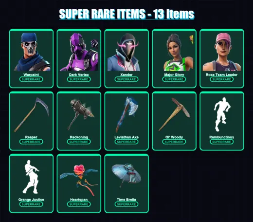[PC/PSN] | Warpaint | Dark Vertex | Xander | Major Glory | Rose Team Leader | 269 skin | 269 pickaxe | 281 emote | 200 glider | Lv2705