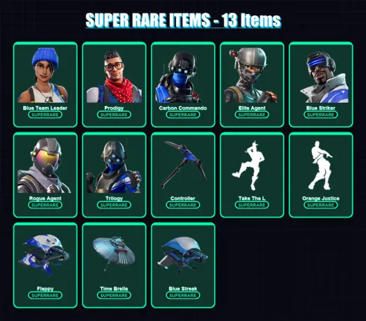 [PS4/PS5/XBOX/PC] | Blue Team Leader | Prodigy | Carbon Commando | Elite Agent | Blue Striker | 67 skin | 64 pickaxe | 55 emote | 80 glider | Lv1002