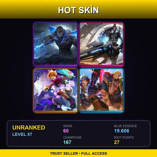 VN | Hextech Kassadin | Battle Academia Garen | Battle Academia Ezreal | Star Guardian Miss Fortune | 60 Skin | 167 Champ | Lv87
