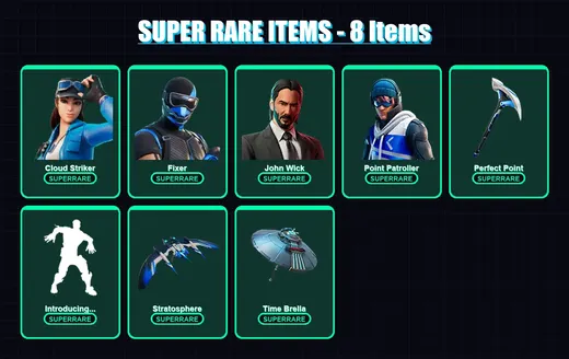 [PS4/PS5/PC] | Cloud Striker | Fixer | John Wick | Point Patroller | Deadpool | 73 skin | 97 pickaxe | 59 emote | 82 glider | Lv1049
