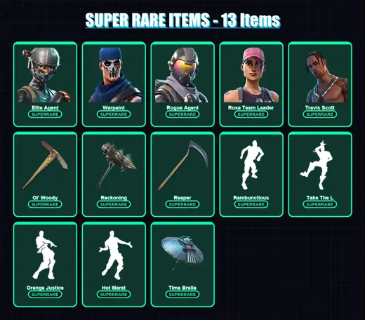 [PC/XBOX/PSN] | Elite Agent | Warpaint | Rogue Agent | Rose Team Leader | Travis Scott | 155 skin | 116 pickaxe | 110 emote | 100 glider | Lv1715