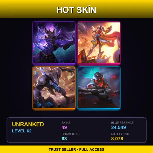 EUW | Dark Star Jarvan IV | Star Guardian Seraphine | PROJECT: Warwick | PROJECT: Akali | 49 Skin | 63 Champ | Lv62 — Unchained Alistar
