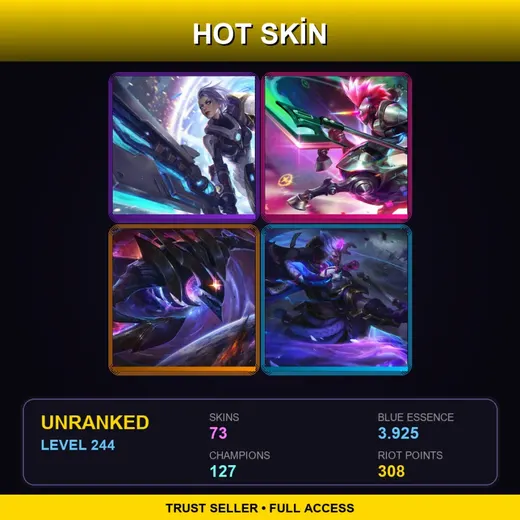 LAS | Spirit Blossom Darius | PROJECT: Yi | PROJECT: Irelia | High Noon Irelia | 73 Skin | 127 Champ | Lv244 — Dragon Guardian Galio