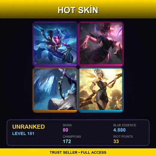 EUNE | Cosmic Blade Master Yi | Blood Moon Evelynn | Queen Ashe | Lunar Empress Lux | 80 Skin | 172 Champ | Lv181