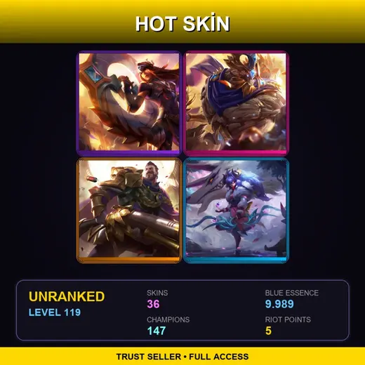 VN | Victorious Sivir | Victorious Maokai | Victorious Graves | Spirit Blossom Kindred | 36 Skin | 147 Champ | Lv119