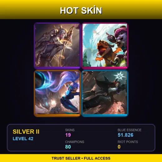 EUW | Prestige Battle Queen Diana | Dragon Trainer Tristana | Super Galaxy Nidalee | 19 Skin | 80 Champ | Silver II | Lv42