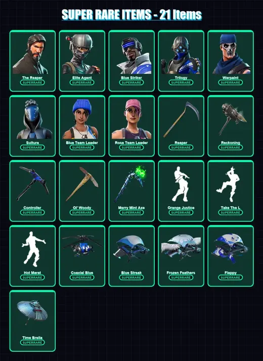 [PC/XBOX] | The Reaper | Elite Agent | Blue Striker | Trilogy | Warpaint | 222 skin | 243 pickaxe | 187 emote | 220 glider | Lv3185