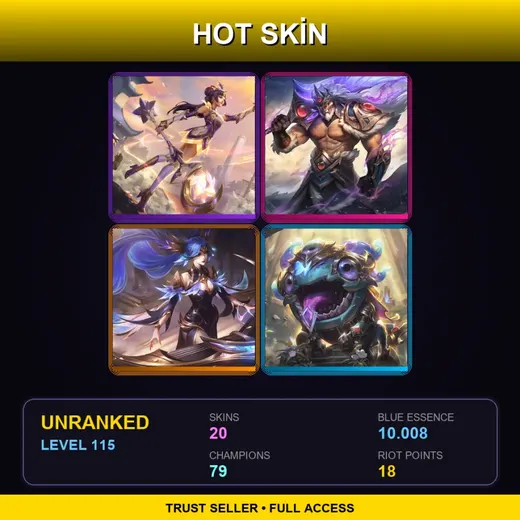 EUW | Prestige Porcelain Lux | Victorious Tryndamere | Victorious Sona | Victorious Kog'Maw | 20 Skin | 79 Champ | Lv115