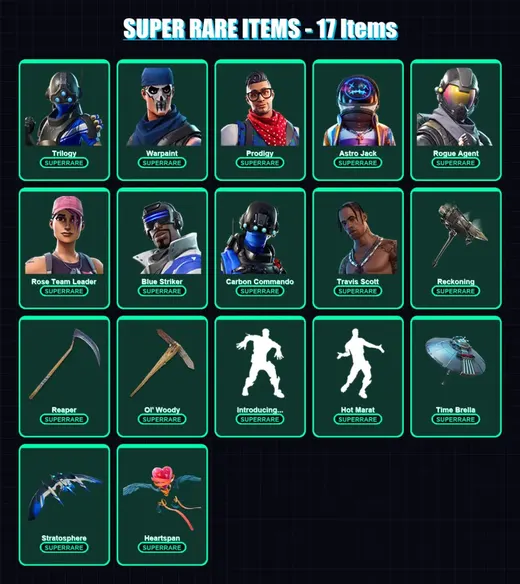 [PC/XBOX] | Trilogy | Warpaint | Prodigy | Astro Jack | Rogue Agent | 200 skin | 215 pickaxe | 237 emote | 174 glider | Lv2498