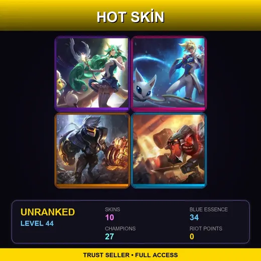 LAS | Star Guardian Soraka | Star Guardian Ezreal | PROJECT: Vi | Battlecast Prime Cho'Gath | 10 Skin | 27 Champ | Lv44 — Star Guardian Soraka