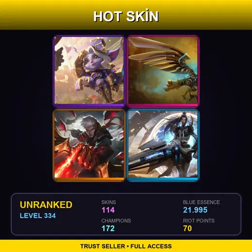 LAN | Hextech Tristana | Hextech Anivia | Conqueror Varus | Spirit Blossom Thresh | 114 Skin | 172 Champ | Lv334 — Infernal Karma