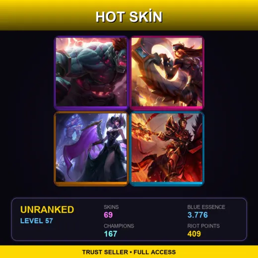 EUW | Hextech Sion | Victorious Sivir | Victorious Morgana | Warring Kingdoms Jarvan IV | 69 Skin | 167 Champ | Lv57