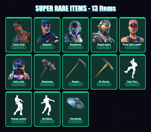 [PC/PSN] | Travis Scott | Warpaint | Breakpoint | Rogue Agent | Rose Team Leader | 225 skin | 209 pickaxe | 133 emote | 123 glider | Lv1546