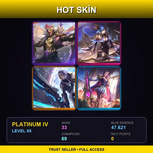 LAS | Victorious Draven | Victorious Sona | Battle Academia Caitlyn | High Noon Yone | 33 Skin | 69 Champ | Platinum IV | Lv95