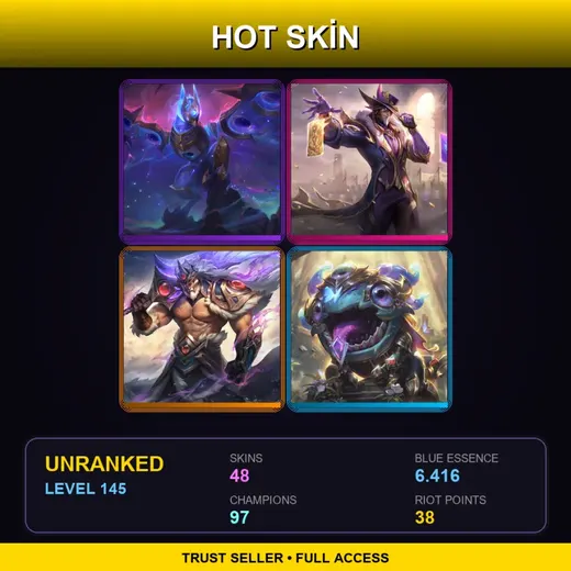 LAS | Victorious Twisted Fate | Victorious Tryndamere | Victorious Kog'Maw | Spirit Blossom Master Yi | 48 Skin | 97 Champ | Lv145 — Astronaut Poppy
