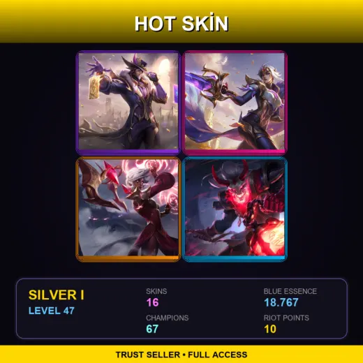 EUW | Victorious Twisted Fate | Victorious Fiora | Conqueror Karma | Blood Moon Thresh | 16 Skin | 67 Champ | Silver I | Lv47