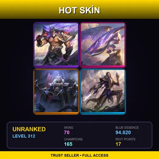 SG | Victorious Tryndamere | Victorious Anivia | Victorious Sejuani | Victorious Lucian | 70 Skin | 165 Champ | Lv312