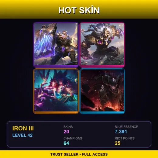 TR | Victorious Braum | Victorious Rengar | Star Guardian Rakan | Dragonslayer Pantheon | 20 Skin | 64 Champ | Iron III | Lv42