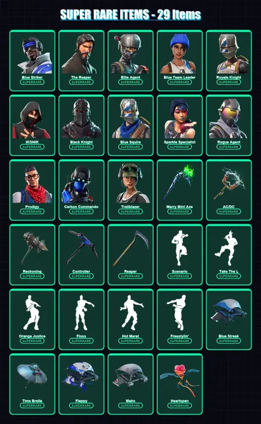 [PC/XBOX/PSN] | Blue Striker | The Reaper | Elite Agent | Blue Team Leader | Royale Knight | 109 skin | 80 pickaxe | 121 emote | 86 glider | Lv1336