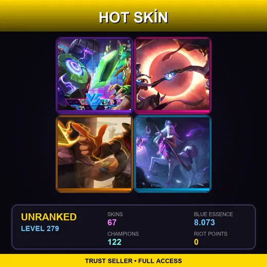 LAN | High Noon Twisted Fate | Spirit Blossom Lillia | PROJECT: Renekton | Blood Moon Sivir | 67 Skin | 122 Champ | Lv279 — LoL account