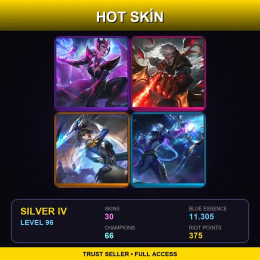 LAS | Challenger Ahri | Conqueror Varus | Pulsefire Fiora | Cosmic Hunter Varus | 30 Skin | 66 Champ | Silver IV | Lv96