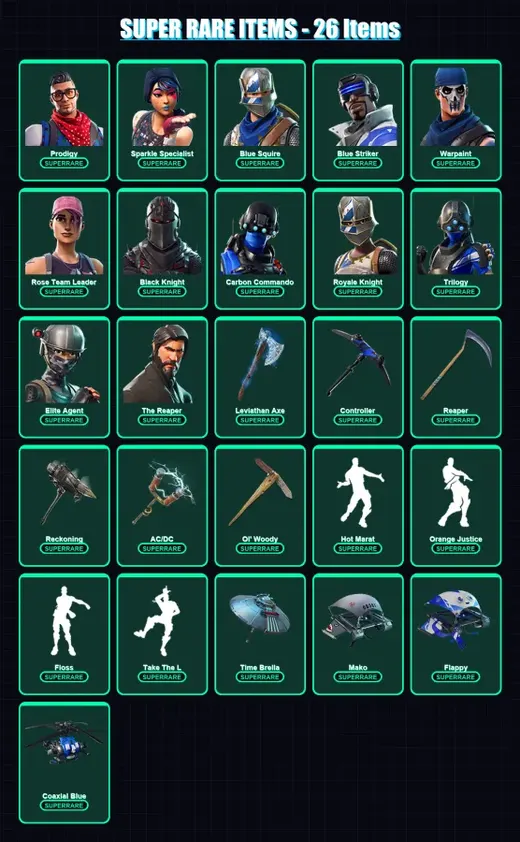 [PS4/PS5/XBOX/PC] | Prodigy | Sparkle Specialist | Blue Squire | Blue Striker | Warpaint | 148 skin | 165 pickaxe | 157 emote | 149 glider | Lv2699