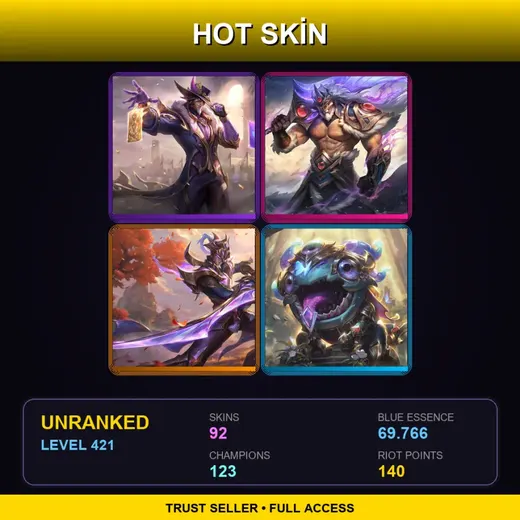 LAN | Victorious Twisted Fate | Victorious Tryndamere | Victorious Master Yi | Victorious Kog'Maw | 92 Skin | 123 Champ | Lv421