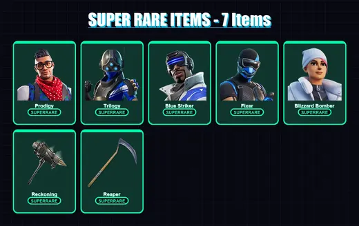 [PS4/PS5/XBOX/PC] | Prodigy | Trilogy | Blue Striker | Fixer | Blizzard Bomber | 55 skin | 73 pickaxe | 75 emote | 71 glider | Lv1344