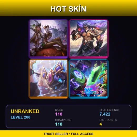 LAS | Prestige Bewitching Miss Fortune | Victorious Tryndamere | Hextech Kog'Maw | Arcade Riven | 110 Skin | 118 Champ | Lv266