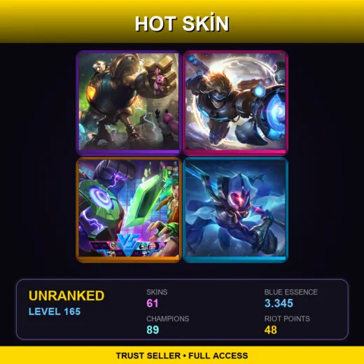 TR | Victorious Blitzcrank | Pulsefire Ezreal | Arcade Riven | Cosmic Blade Master Yi | 61 Skin | 89 Champ | Lv165