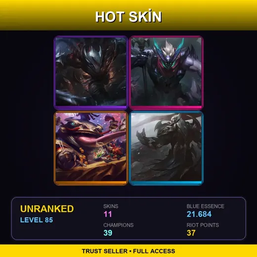 ME | Blood Moon Talon | Dragon Knight Mordekaiser | Coin Emperor Tahm Kench | God-King Darius | 11 Skin | 39 Champ | Lv85 — Waterloo Miss Fortune