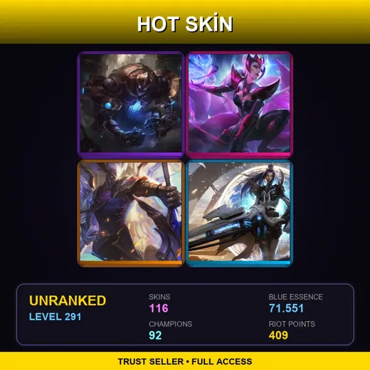 BR | Hextech Galio | Challenger Ahri | Victorious Aatrox | Spirit Blossom Darius | 116 Skin | 92 Champ | Lv291