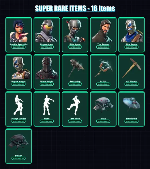 [PC/PSN] | Sparkle Specialist | Rogue Agent | Elite Agent | The Reaper | Blue Squire | 46 skin | 78 pickaxe | 80 emote | 83 glider | Lv1611