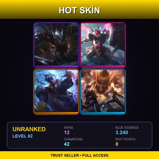 LAN | Blood Moon Talon | Mecha Kingdoms Leona | True Damage Ekko | FPX Thresh | 12 Skin | 42 Champ | Lv62 — Soaring Sword Fiora