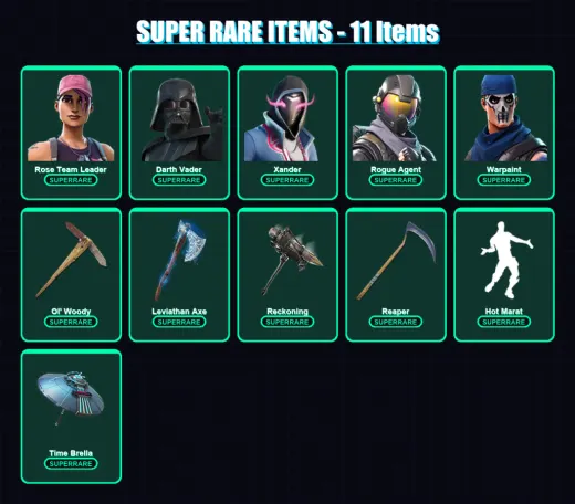 [PC/XBOX/PSN] | Rose Team Leader | Darth Vader | Xander | Rogue Agent | Warpaint | 313 skin | 321 pickaxe | 261 emote | 250 glider | Lv4666