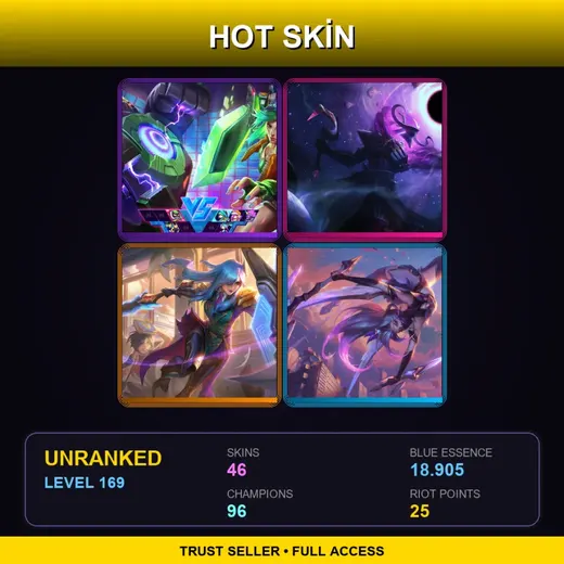 LAN | Battle Academia Leona | Star Guardian Akali | Spirit Blossom Riven | PROJECT: Irelia | 46 Skin | 96 Champ | Lv169