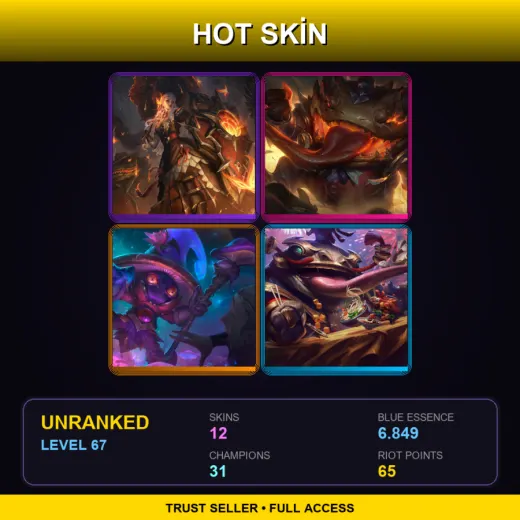 LAS | High Noon Leona | High Noon Tahm Kench | Elderwood Veigar | Coin Emperor Tahm Kench | 12 Skin | 31 Champ | Lv67
