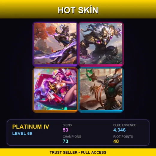 NA | Victorious Master Yi | Victorious Rengar | Arcade Miss Fortune | Warring Kingdoms Azir | 53 Skin | 73 Champ | Platinum IV | Lv69