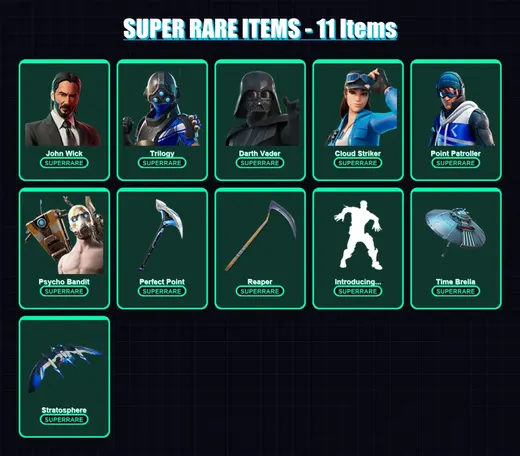 [PC/XBOX] | John Wick | Trilogy | Darth Vader | Cloud Striker | Point Patroller | 334 skin | 426 pickaxe | 271 emote | 294 glider | Lv5629